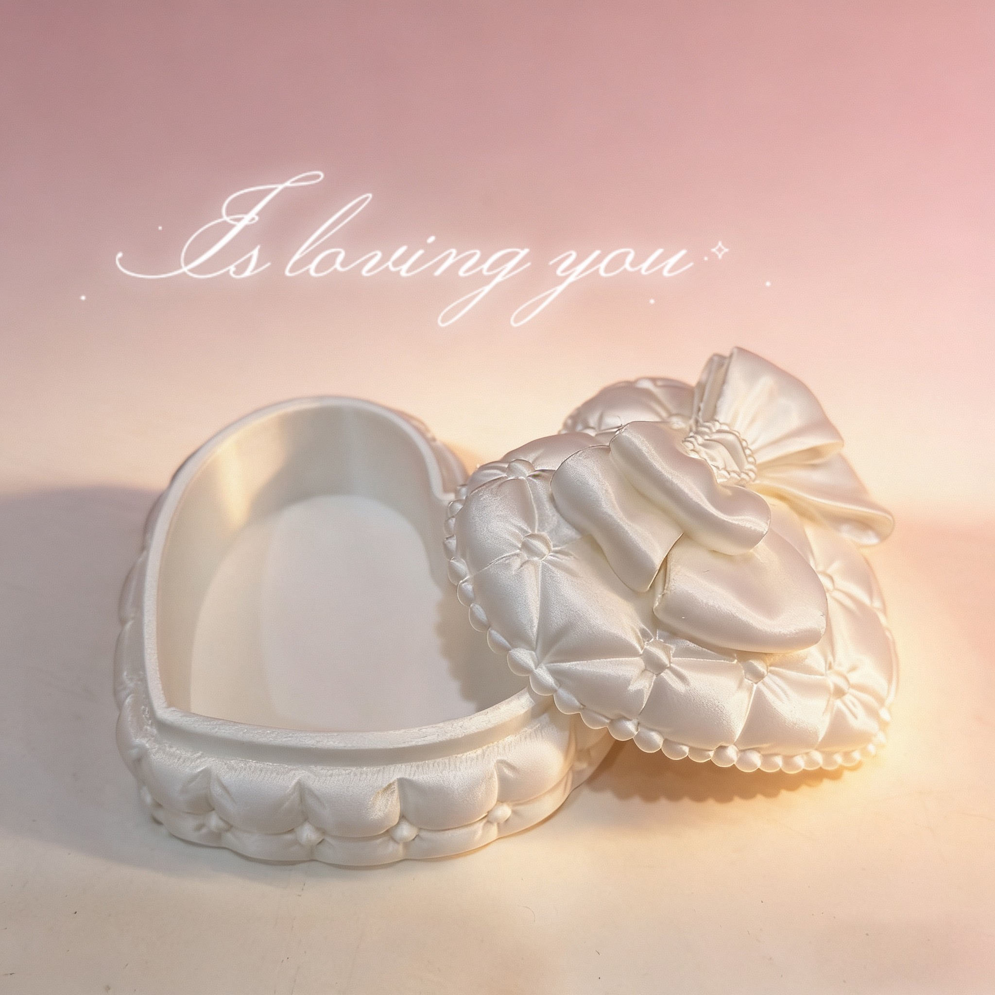 Token Tray Organizer - Silk Heart-Shaped Jewelry Box with Bowknot