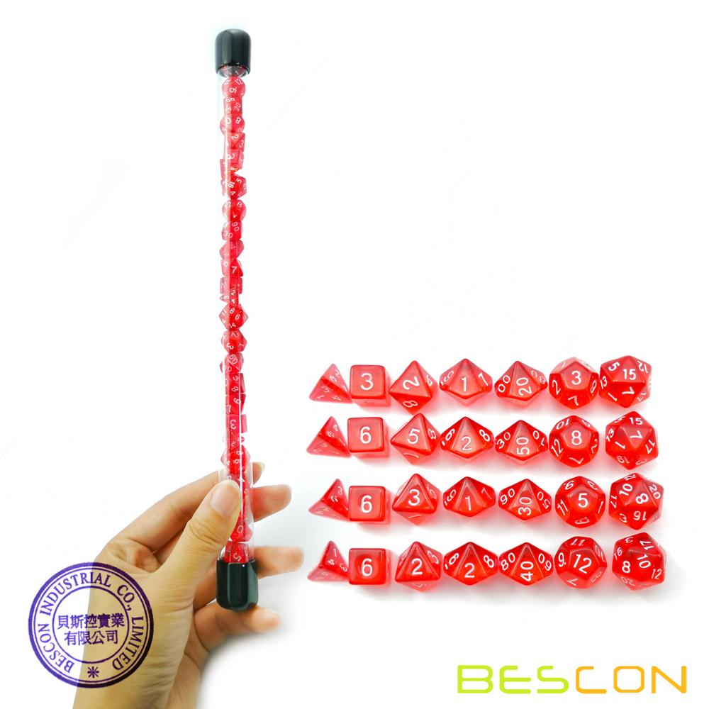 Bescon 28pcs Translucent Red M - Dice Set Polyhedral avis et prix