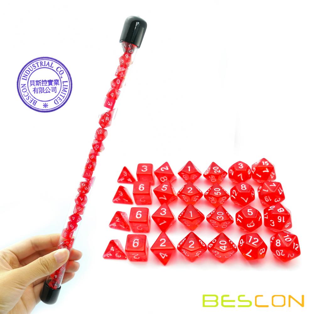 Bescon 28pcs Translucent Red M - Dice Set Polyhedral avis et prix