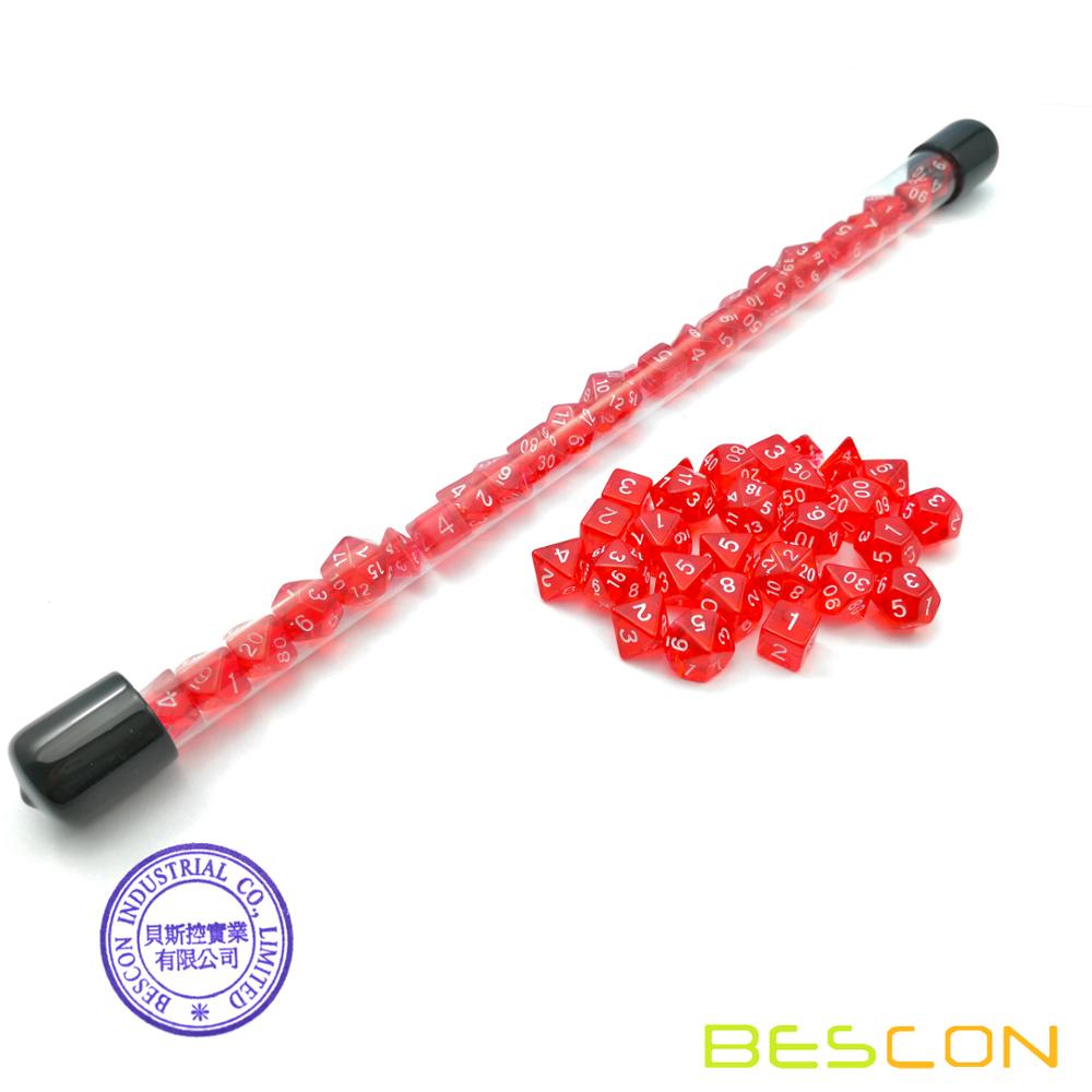 Bescon 28pcs Translucent Red M - Dice Set Polyhedral avis et prix