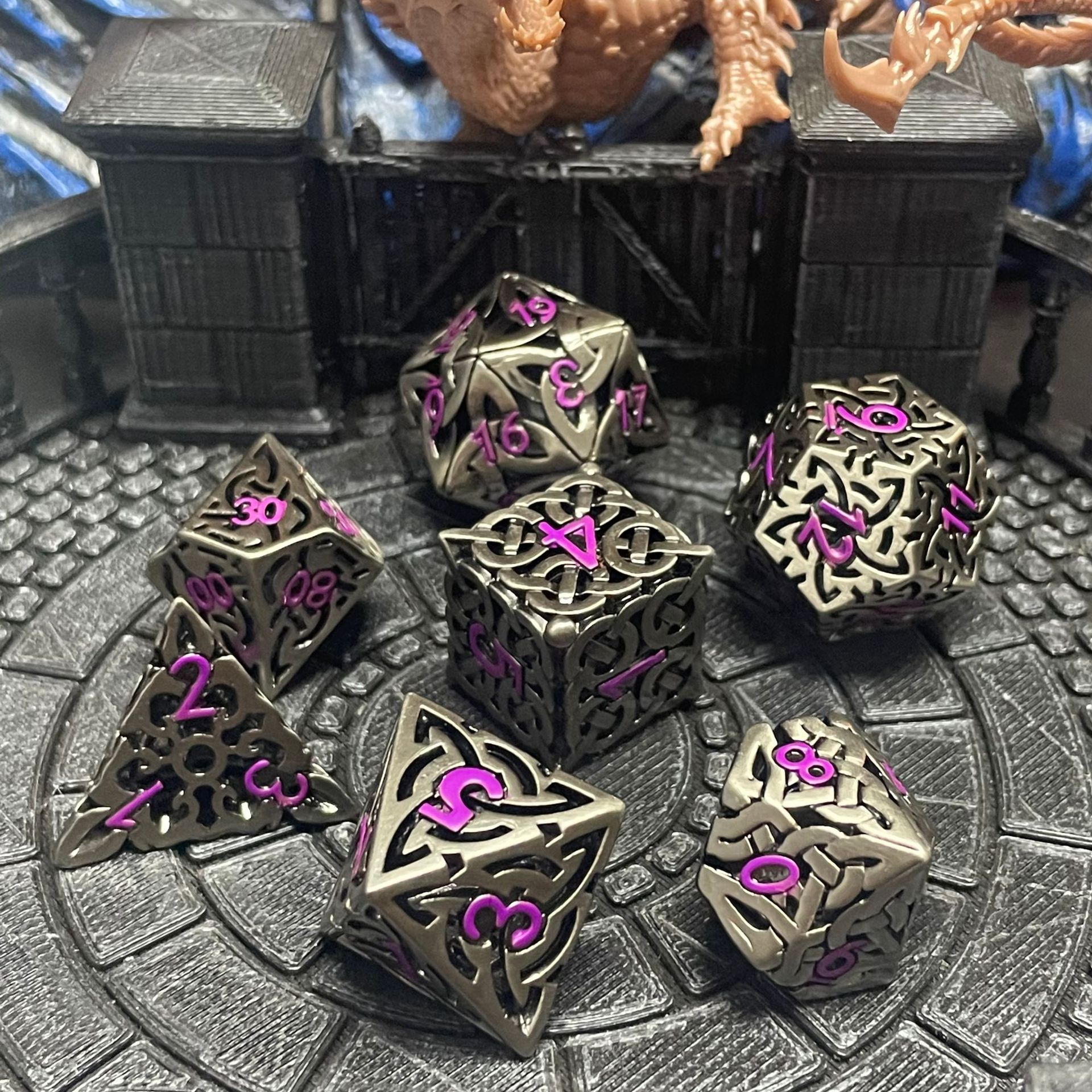 7 Pcs Cosplay D4-D20 DND Brass - Dice Set Polyhedral avis et prix