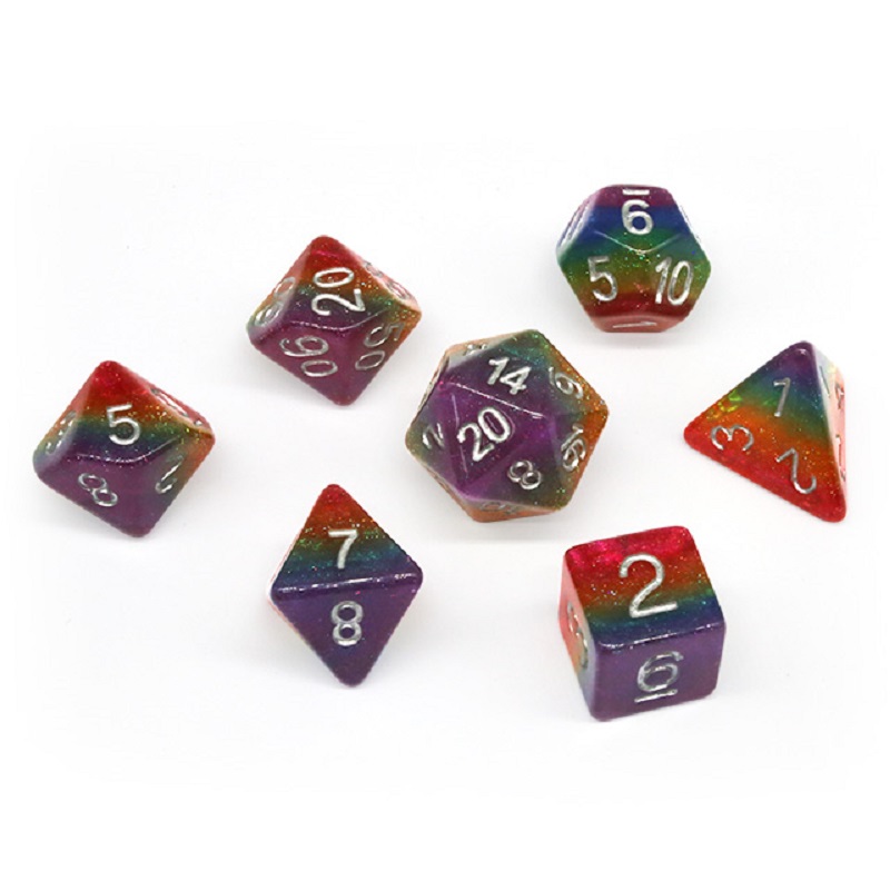 7Pcs/Set Polyhedral Rainbow Di - Dice Set Polyhedral avis et prix