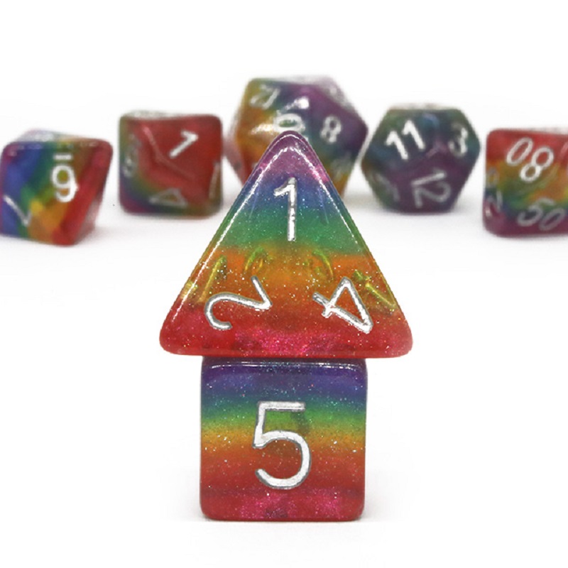 7Pcs/Set Polyhedral Rainbow Di - Dice Set Polyhedral avis et prix