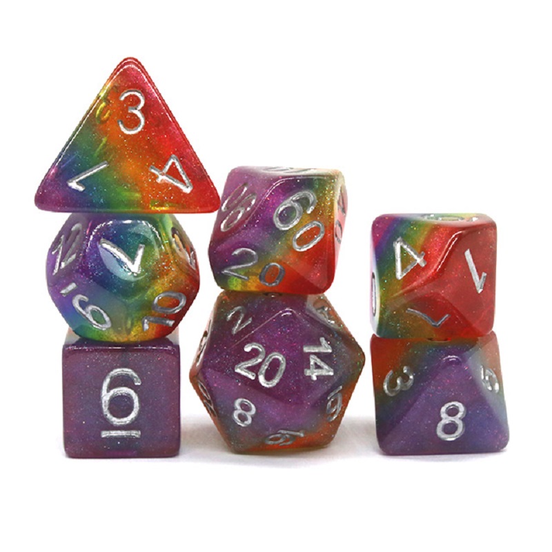 7Pcs/Set Polyhedral Rainbow Di - Dice Set Polyhedral avis et prix