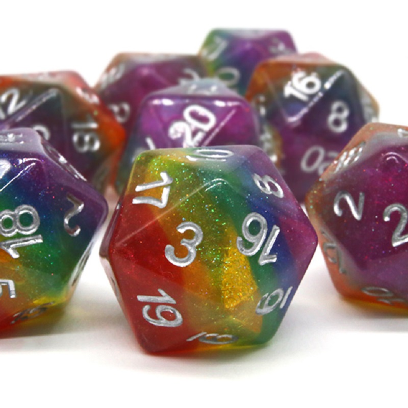 7Pcs/Set Polyhedral Rainbow Di - Dice Set Polyhedral avis et prix