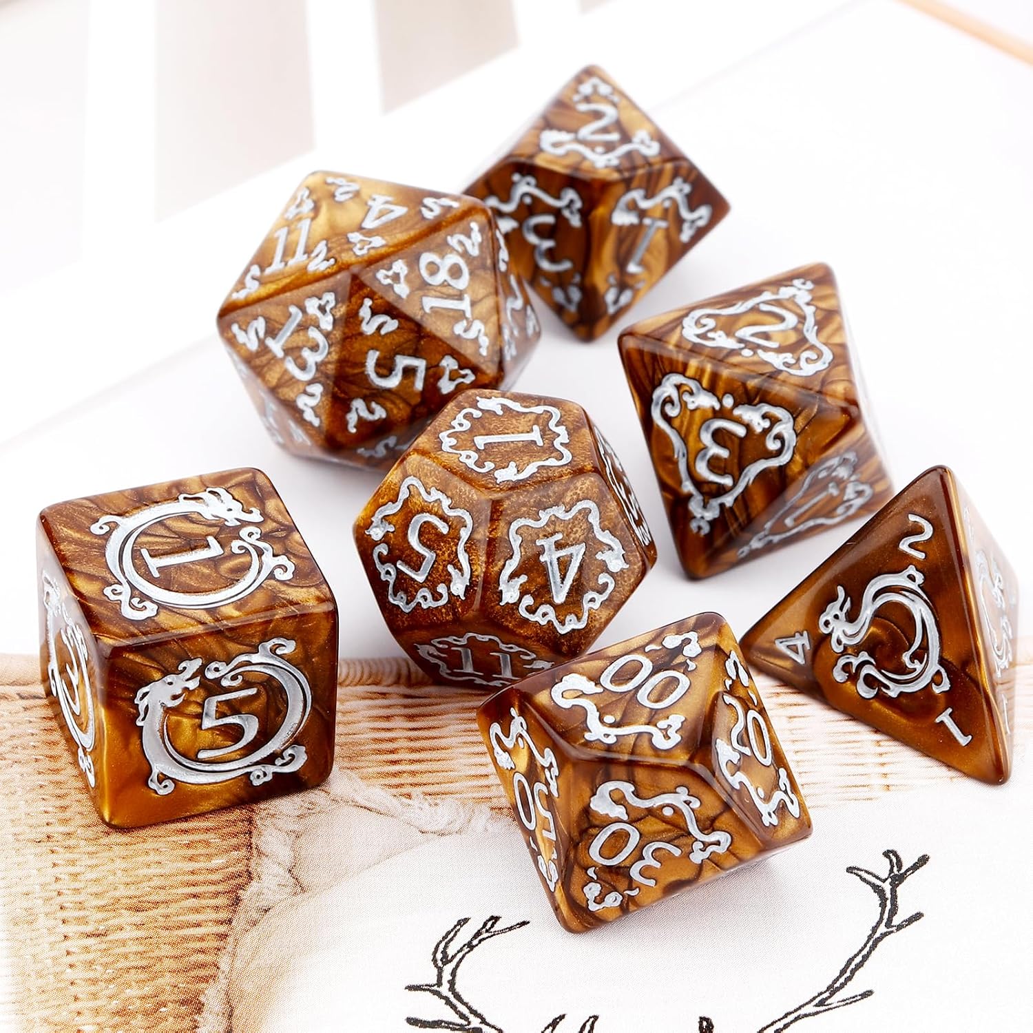 7Pcs Set DND Dice Dragon Patte - Dice Set Polyhedral avis et prix