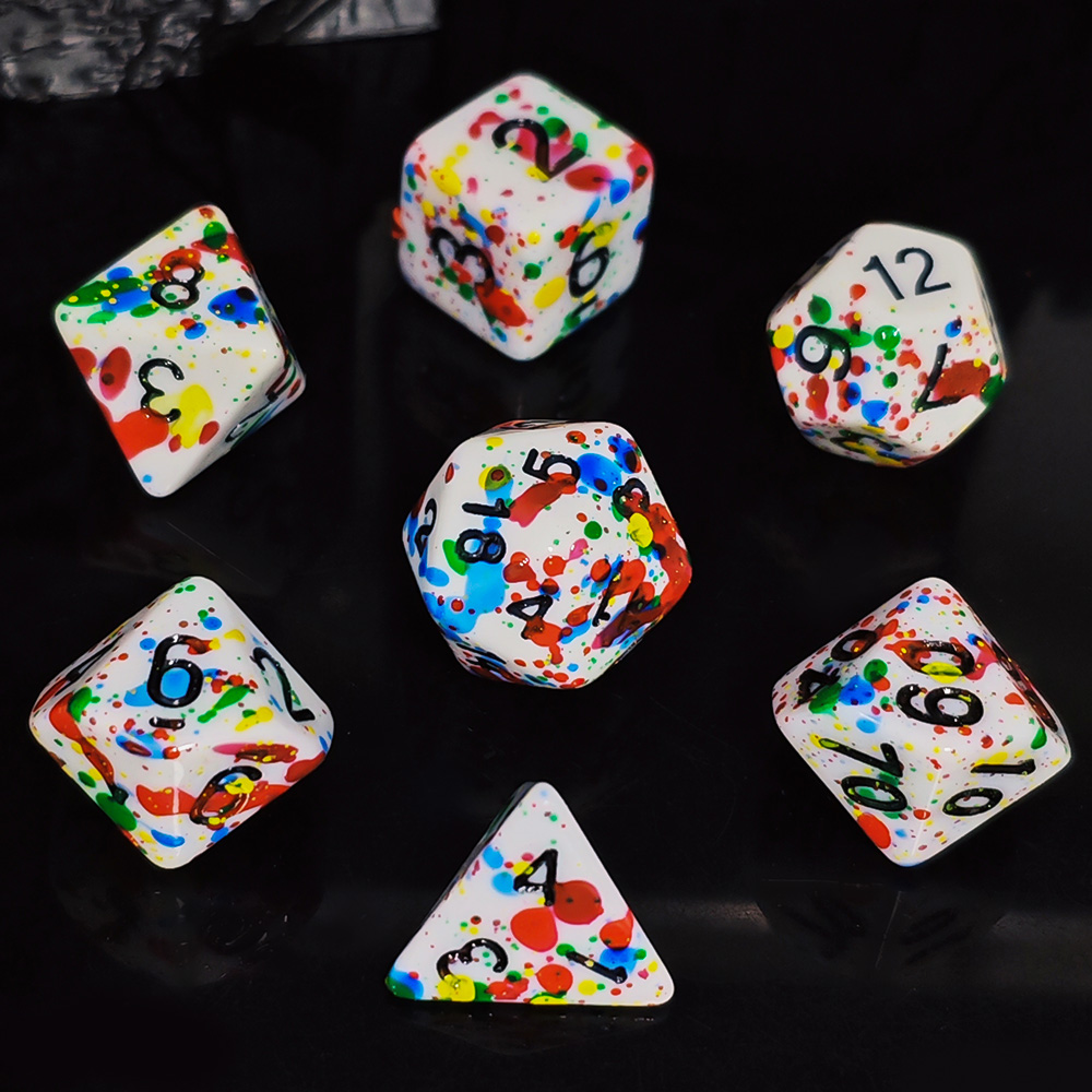 Paint Splatter Dice Set - 7PCS - Dice Set Polyhedral avis et prix