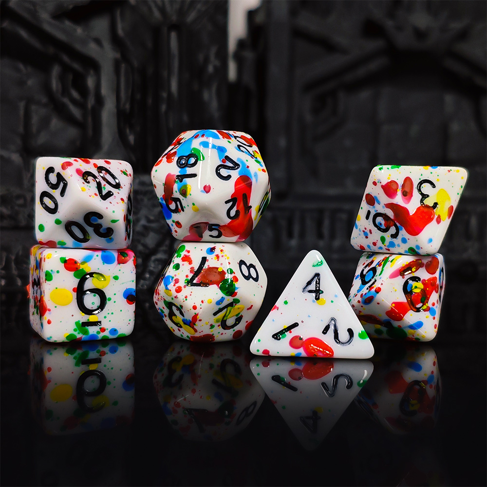 Paint Splatter Dice Set - 7PCS - Dice Set Polyhedral avis et prix