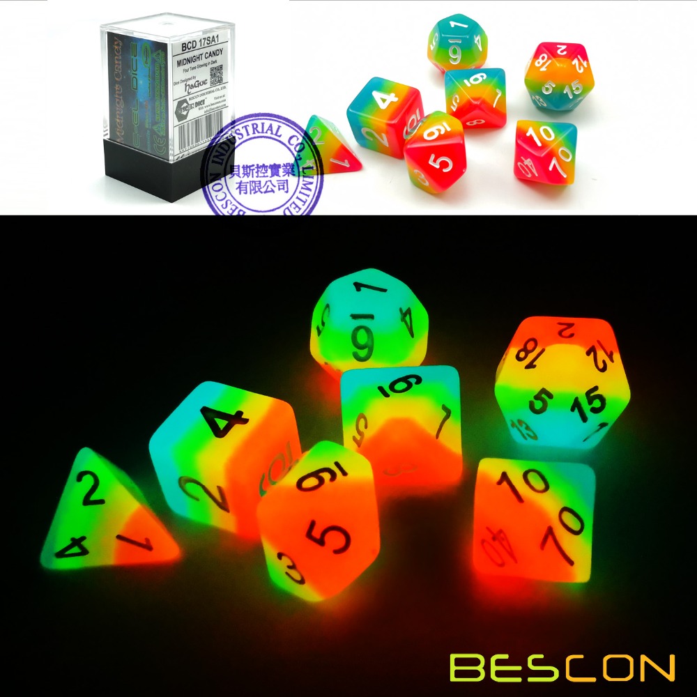 Bescon Fantasy Rainbow Glowing - Dice Set Polyhedral avis et prix