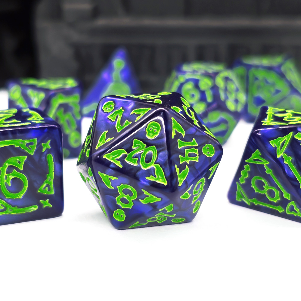 Cthulhu Dark Blue & Neon Green - Dice Set Polyhedral avis et prix