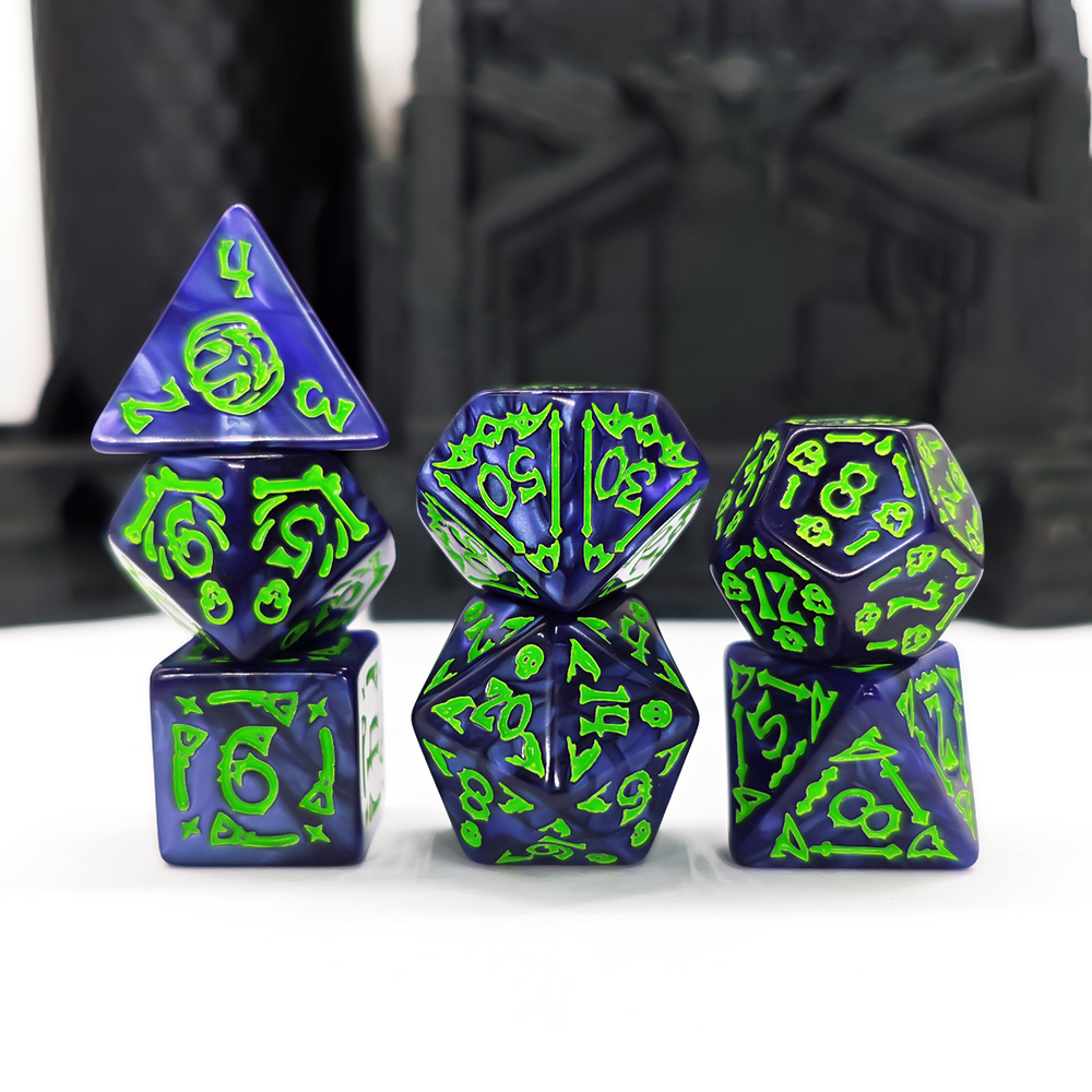 Cthulhu Dark Blue & Neon Green - Dice Set Polyhedral avis et prix