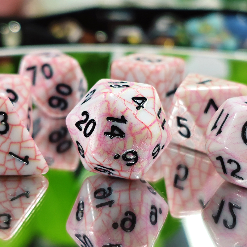 7PCS Polyhedral Red Cracked Te - Dice Set Polyhedral avis et prix