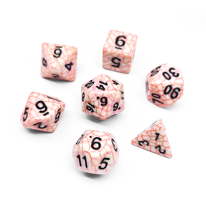 7PCS Polyhedral Red Cracked Te - Dice Set Polyhedral avis et prix