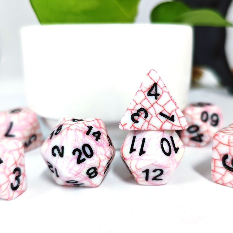 7PCS Polyhedral Red Cracked Te - Dice Set Polyhedral avis et prix