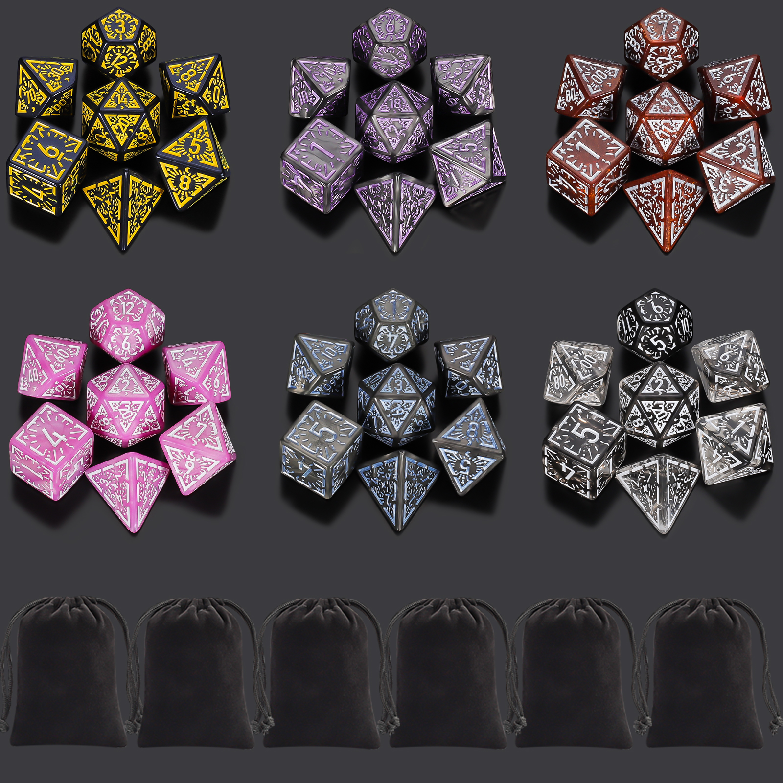 DND Dice Set -7pc carved patte - Dice Set Polyhedral avis et prix