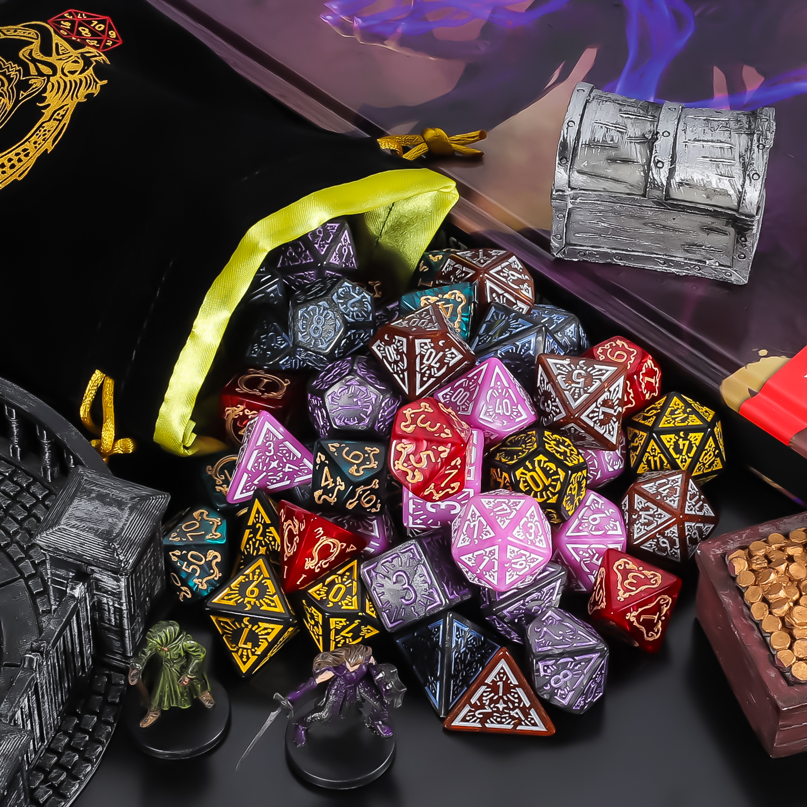 DND Dice Set -7pc carved patte - Dice Set Polyhedral avis et prix
