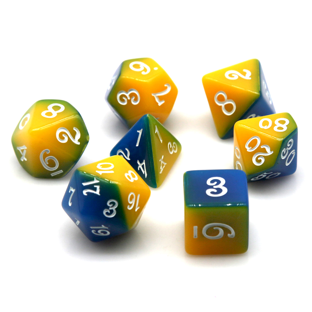Blue & Yellow Dual Color Polyh - Dice Set Polyhedral avis et prix