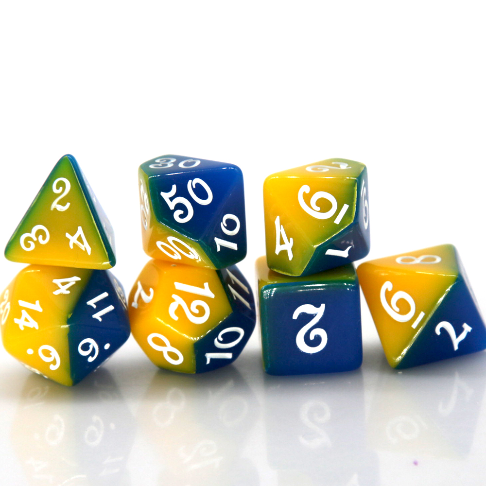 Blue & Yellow Dual Color Polyh - Dice Set Polyhedral avis et prix