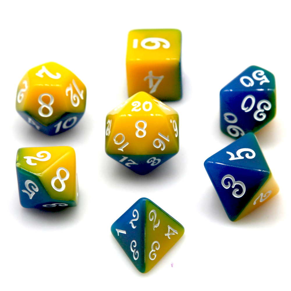Blue & Yellow Dual Color Polyh - Dice Set Polyhedral avis et prix