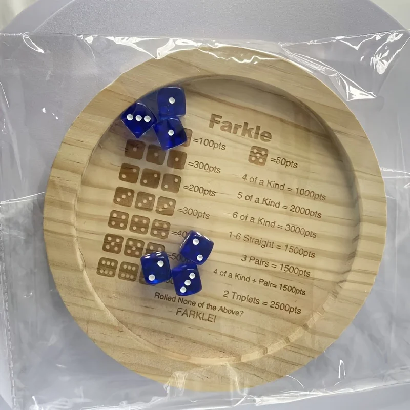 wooden Farkle dice tray with 6 - Board Game Family avis et prix
