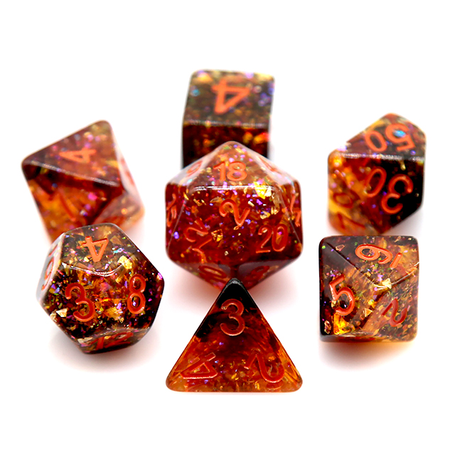 Fire Orange Confetti Resin Pol - Dice Set Polyhedral avis et prix