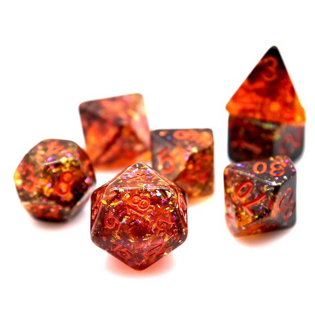 Fire Orange Confetti Resin Pol - Dice Set Polyhedral avis et prix